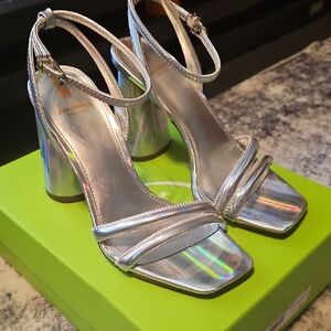 Sam Edelman Silver Block Heel Sandals